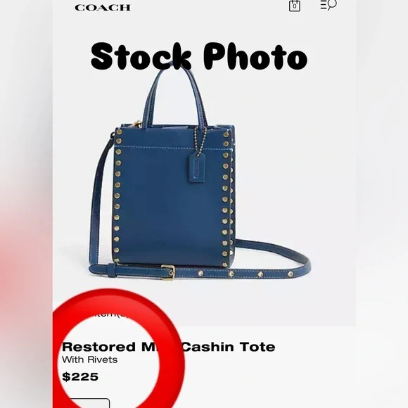 COACH Mini Cashin Tote with Rivets Crossbody Strap - Picture 15 of 17